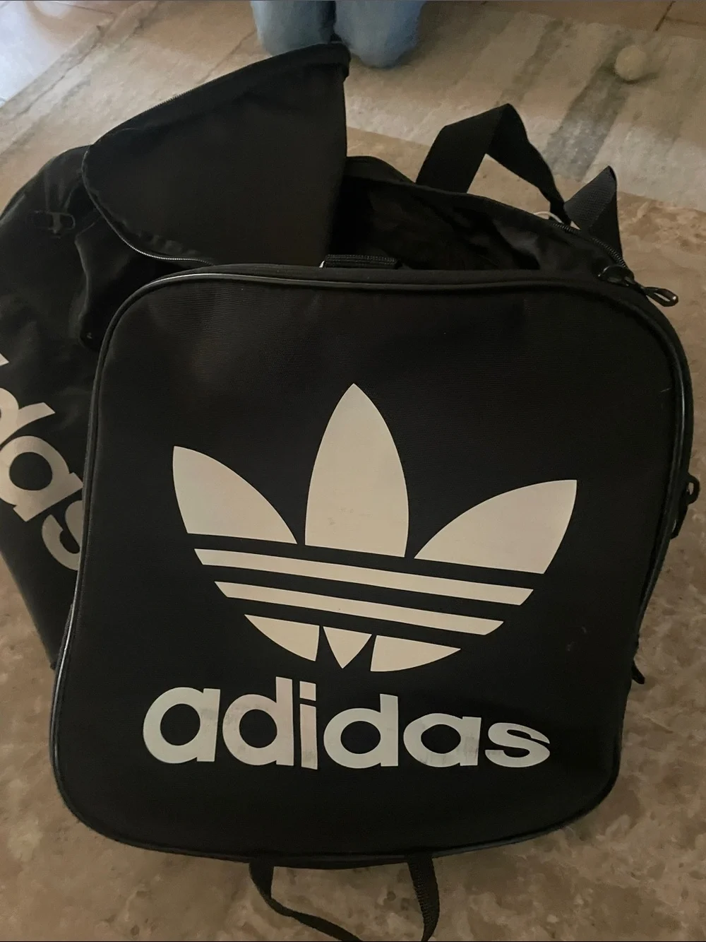 adidas Black and White Logo Gym Duffel